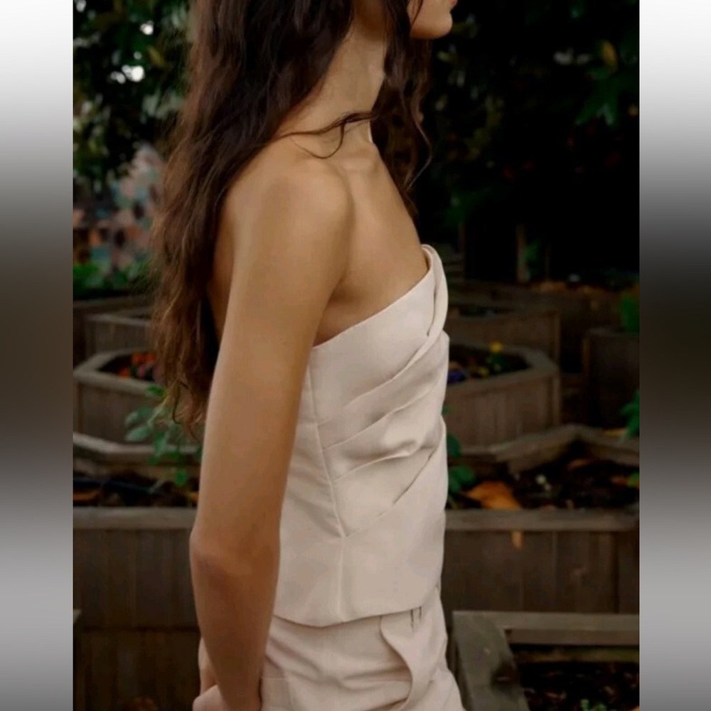 ZARA Cream Neutral Strapless Linen Top NWT - Spring, Summer